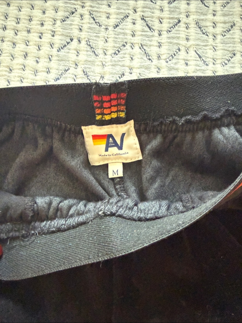 NWOT Aviator Nation Black Velour Shorts with Rainbow Waistband - Picture 2 of 4